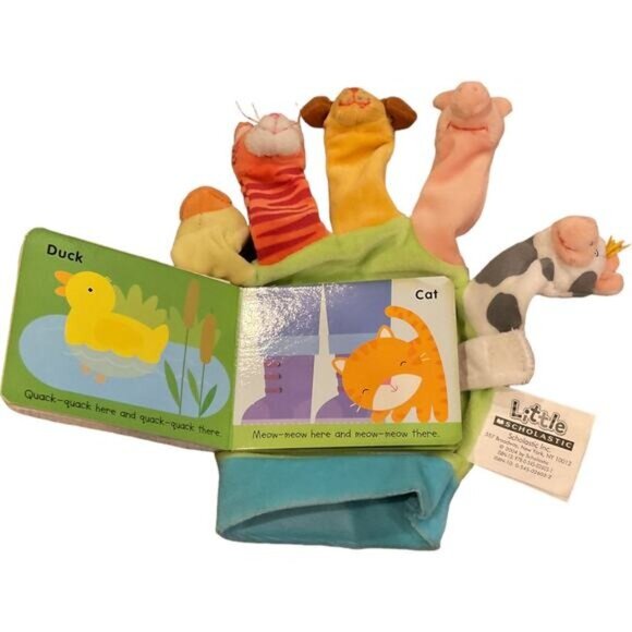 Old MacDonald Had A Farm Interactive Plush Hand Puppet Book By Little Scholastic - Picture 4 of 7